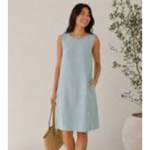 J. Jill 100% Linen Light Blue Shift Sleeveless Minimalist Dress XS